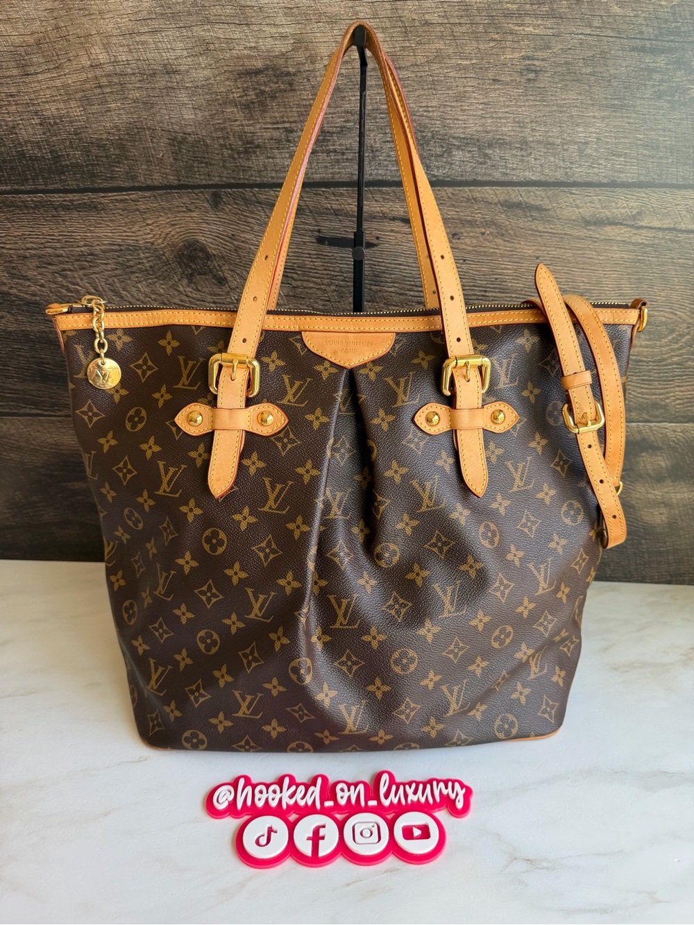 Authentic Louis Vuitton Palermo GM Monogram Canvas & Leather Large 2 Way Handbag